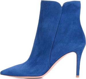 Женские ботильоны Eldof на среднем высоком каблуке | Ботинки-лодочки с острым носком и каблуком 8 см | Модные женские ботильоны на шпильке, Blue Suede