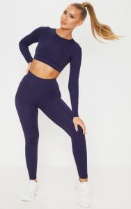 PrettyLittleThing Темно-синие леггинсы для спортзала с завышенной талией