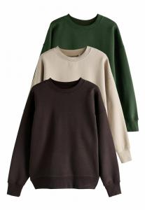 Толстовка Next REGULAR FIT -RICH BRUSHED BACK SOFT FEEL CREWNECK 3 PACK , Khaki Stone/Beige