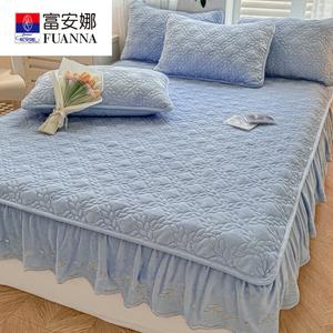 Fuanna Комплект постельного белья из 3 предметов (простыня на резинке 180х220 см, 2 наволочки), вельвет, цвет Maiwei Tianlan