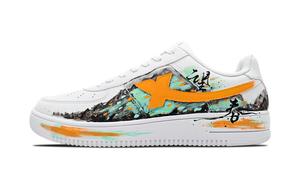 XTEP Кроссовки Air Force One с низким верхом, амортизирующие, противоскользящие, износостойкие, для скейтбординга, унисекс, белые, оранжевые