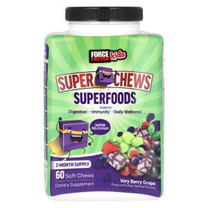 Kids, Суперпродукты Super Chews, очень ягодный виноград, 60 мягких жевательных конфет Force Factor