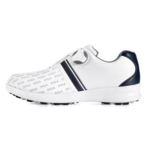 Износостойкие и водонепроницаемые низкие туфли для гольфа для женщин PGA, White Cyan