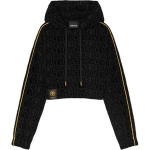 Кроп худи с кулиской VERSACE, черный