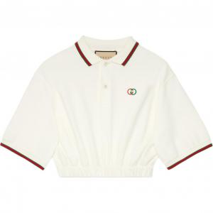 Поло с коротким рукавом и вышитым логотипом GUCCI, экрю