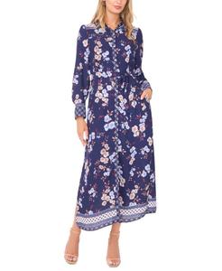 Женское платье-рубашка с завязками на талии и длинными рукавами Vince Camuto, Deep Sky