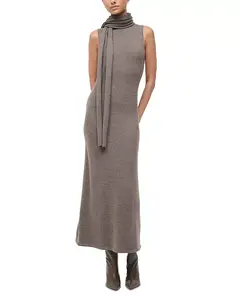 Платье миди из мериносовой шерсти Canal Staud, коричневый