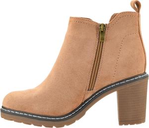 Ботинки Corkys Footwear Hey Girl Womens Bite Me Bootie - Featuring a 3-Inch Heel, A Full Side Zip, Elastic Gore In The Upper From A Customizable Fit, and Cushioned Insoles, Camel Faux Suede