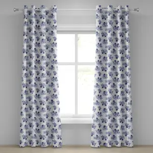 Японская штора на люверсах ABAKUHAUS, фигурки подводных существ, словно влюбленные на волнах, уникальный японский повторяющийся принт, декоративные двухпанельные шторы на окно, 280 см x 225 см, темно-синий Abakuhaus