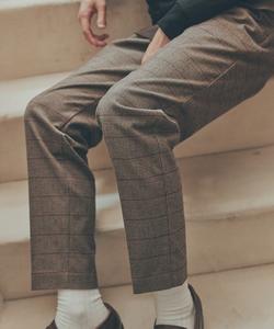 Зауженные брюки из эластичной саржи с двусторонней начесом в клетку Comme Ca Ism, цвет Brown