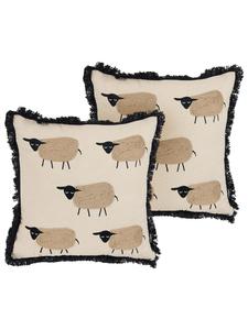 Beliani Комплект из 2 декоративных подушек BANNU бежево-черного цвета