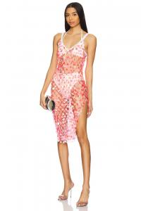 Секвиновое крючковое платье миди Milly, pink & white