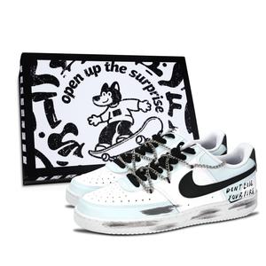 Nike Кроссовки для скейтбординга Court Vision 1 Street Graffiti, устойчивые к истиранию, светло-голубые, унисекс