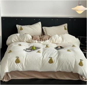 IBDRYKK Комплект постельного белья с вышивкой, молочный вельвет, зимний теплый