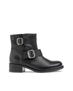 Женские кожаные ботинки на плоской подошве Yokono, черный