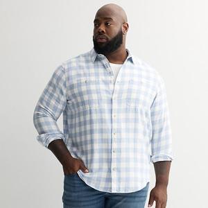 Фланелевая рубашка с длинным рукавом Big & tall super soft brushed Sonoma Goods For Life, Blue Heather Med Buff