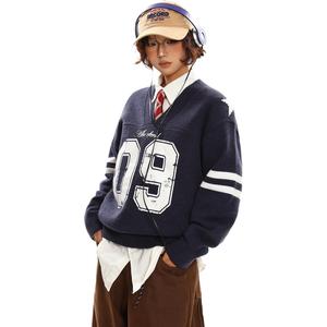 NEVER RULE Трикотажная базовая футболка для женщин Blue V-neck Moderate