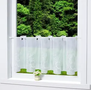 Штора Voile Cafe с вышивкой, кухонная, короткая, прозрачная, с карманом на штанге, белая, 60 x 144 см Joyswahl