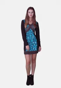 Платье-Рубашка с комбинированным принтом Koroshi, Aqua Blue