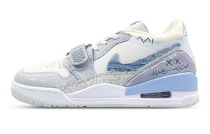 Jordan Баскетбольные кроссовки Legacy 312 с низким верхом, нескользящие, винтажные, мужские, серо-синие, белые