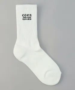 Носки в рубчик с вышитым логотипом COEN, цвет Off White