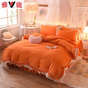 Yalu Комплект постельного белья 1,5 м, 4 предмета, милый оранжевый