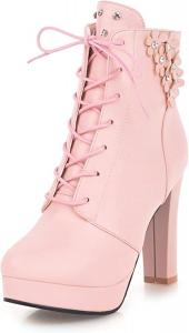 Женские ботильоны на массивном каблуке Erocalli с шнуровкой, белые и черные, милые короткие ботинки на высоком каблуке