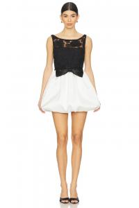 Мини-платье из тюля Self-Portrait, black & white
