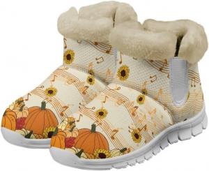Женские зимние сапоги Jeiento Thanksgiving, утепленные внутренним слоем, прогулочные сапоги, противоскользящие с флисовой подкладкой, Thanksgiving Pumpkin Sunflower