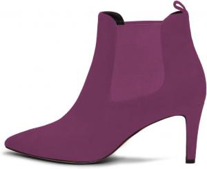Женские ботильоны FOWT Chelsea с заостренным носком, эластичные, на тонком среднем каблуке, без застежки, модные, для вечеринок и повседневной носки, размеры 4-16 US, Purple