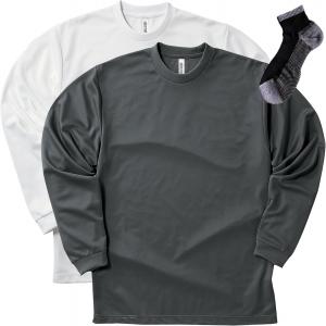 Футболка с длинными рукавами и круглым вырезом Glimmer 00304-ALT, сухая, 113 г (4,4 унции), белый/темно-серый