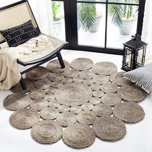 SAFAVIEH Natural Fiber Round Collection круглый ковер 92 x 92 см Grey NF363C ручной работы в стиле бохо-шарм в деревенском стиле из джута