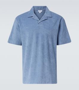 Хлопковая поло из махровой ткани Sunspel, Vintage Blue
