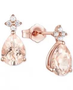 Серьги-Гвоздики грушевидной формы с морганитом (1-3/4 карата, tw) и выращенным в лаборатории белым сапфиром (1/8 карата, tw) из стерлингового серебра с покрытием из 14-каратного золота (также с другими драгоценными камнями) Macy'S, morganite