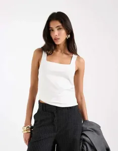 Кремовый двухслойный жилет с квадратным вырезом ASOS DESIGN