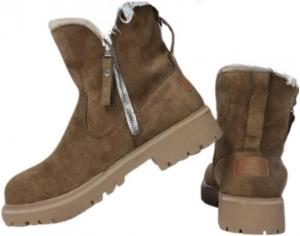 Женские зимние сапоги Faithgee до середины икры, с теплой флисовой подкладкой, боковой молнией, верх из искусственной кожи, резиновая подошва, повседневный стиль, средняя ширина, Olive Brown