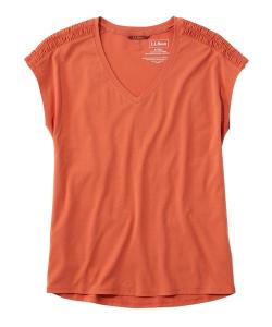 Футболка женская с V-образным вырезом и коротким рукавом L.L.Bean, оранжевая
