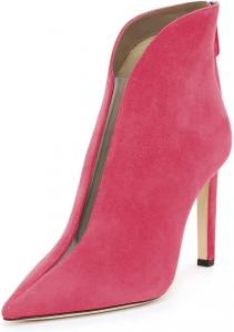 Женские ботильоны YDN с заостренным носком, V-образным вырезом, средним каблуком, искусственной замшей, молнией из ПВХ, для выпускного или вечеринки, короткие ботинки, размер 4-15 US, Fuchsia-8Cm