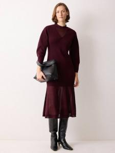 Шерстяное платье-джемпер с прозрачными вставками Jigsaw, Burgandy