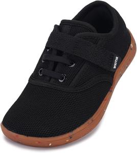 Детские кроссовки WHITIN с широким носком для малышей и детей младшего возраста, а также минималистичные кроссовки для мальчиков и девочек с нулевым перепадом высоты подошвы, черный