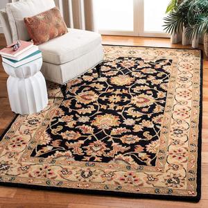 Ковер SAFAVIEH, 244 x 244 см, Heritage Collection, Black & Beige, ручной работы, традиционный восточный, шерстяной, идеален для помещений с высокой проходимостью в гостиной, спальне (HG957A)