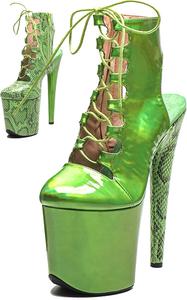 Женские ботильоны для танцев на шесте WUXIN H&P, 8 дюймов, экзотические, на шпильке, с платформой, с кружевами, под змеиную кожу, Green