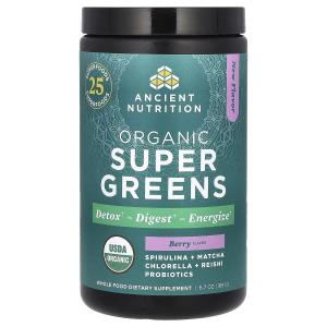 Organic SuperGreens, ягоды, 6,7 унции (189 г) Ancient Nutrition