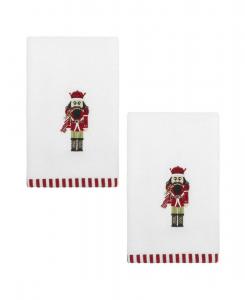 Набор из двух хлопковых полотенец для рук «Щелкунчик с мятой», размер 45 см x 28 см Avanti, белый