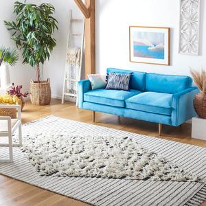 Ковер SAFAVIEH, 244 x 305 см, - коллекция Vermont - большой - Ivory & Black, ручной работы из шерсти, идеально для гостиной, спальни, офиса, столовой (VRM502A)