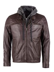 Кожаная куртка Mustang Foster, темно-коричневый