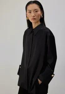 Блузка с широкими манжетами и пуговицами Touché Privé, Black