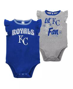 Комплект из двух боди для маленьких мальчиков и девочек Royal, Heather Grey Kansas City Royals Little Fan Outerstuff