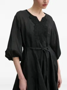 Мини-платье с рукавами-фонариками и вышивкой Isabelle Blanche, черный