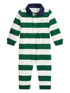 Полосатый комбинезон с длинными рукавами Polo Ralph Lauren Kids, зеленый